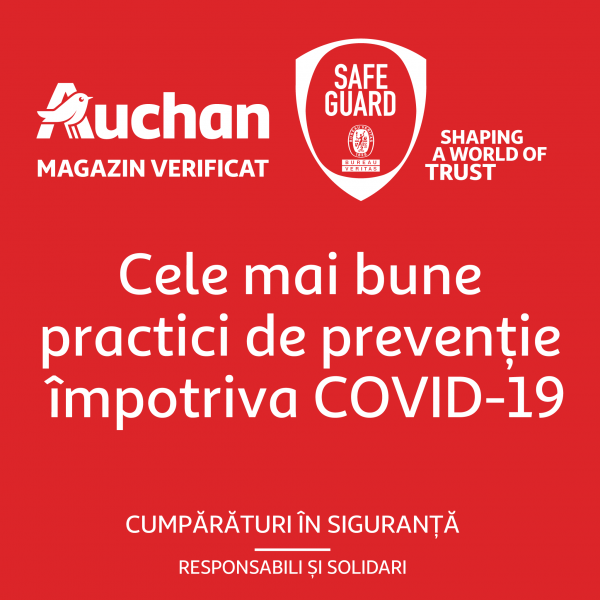 Auchan Retail România obține certificarea Safe Guard pentru implementarea celor mai bune practici de prevenție împotriva Covid-19